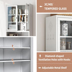 Metal Storage Pantry Cabinet 72" Tall, White Freestanding Organizer with Adjustable Shelves for Kitchen, Bathroom, Laundry Room (White A)