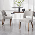 VKNOW Wooden Dining Chairs Set of 2, Modern Fabric Upholstered Dining Room Chair Kitchen Chairs, Farmhouse Dinner Chair for Kitchen Dining Room, Grey
