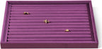 Velvet Ring Display Tray, Stackable Muilt Slot Rings Ear Stud Storage Tray, Drawer Insert Jewelry Accessories Organizers Plate (Purple)