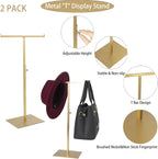 Display Stand Stainless Steel Jewelry Towers Bag Stand Tabletop Double Hook Hanging Jewelry Stands for Necklaces Organizer Stand Adjustable Height Home Store Boutique, Gold