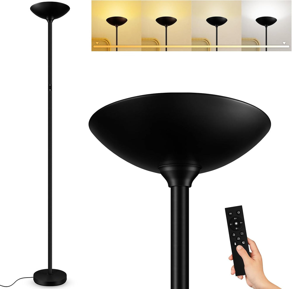 Stepless Dimmable Floor Lamp,30W 3000LM Super Bright LED Torchiere Floor Lamp...