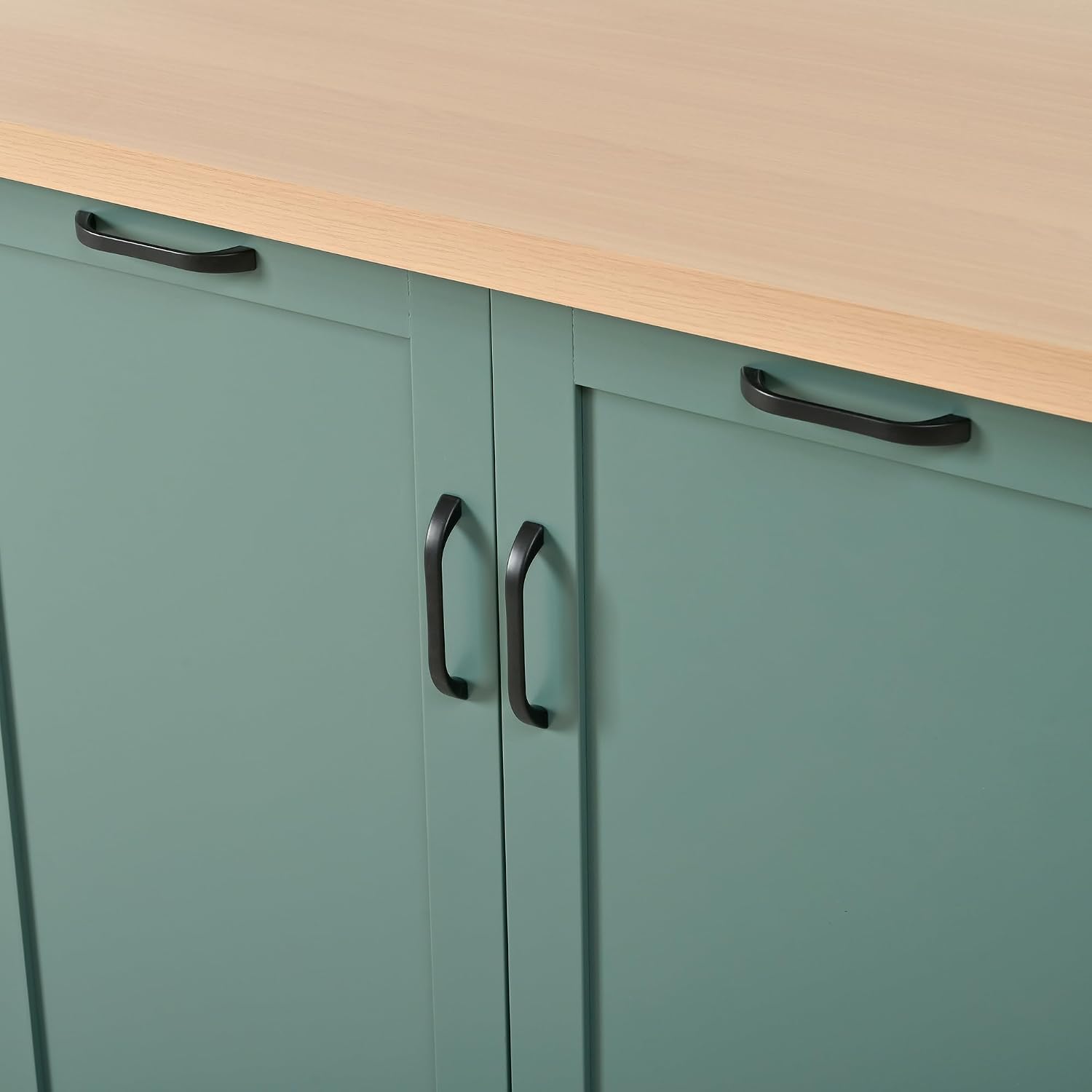 Christopher Knight Home Aaron 58" Kitchen Island with Storage, Modern Island Table for Kitchen, Storage Cabinet with Open Shelves, Wooden Kitchen Prep Table, Coffee Station Cabinet, Green+Natural