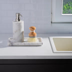 Cork & Mill Marble Tray for Bathroom Countertop, Kitchen Counter, or Catchall - 8 3/4" x 5" Small Rectangular Vanity Tray for Skincare or Perfume - Handcrafted Natural White Marble Stone Organizer