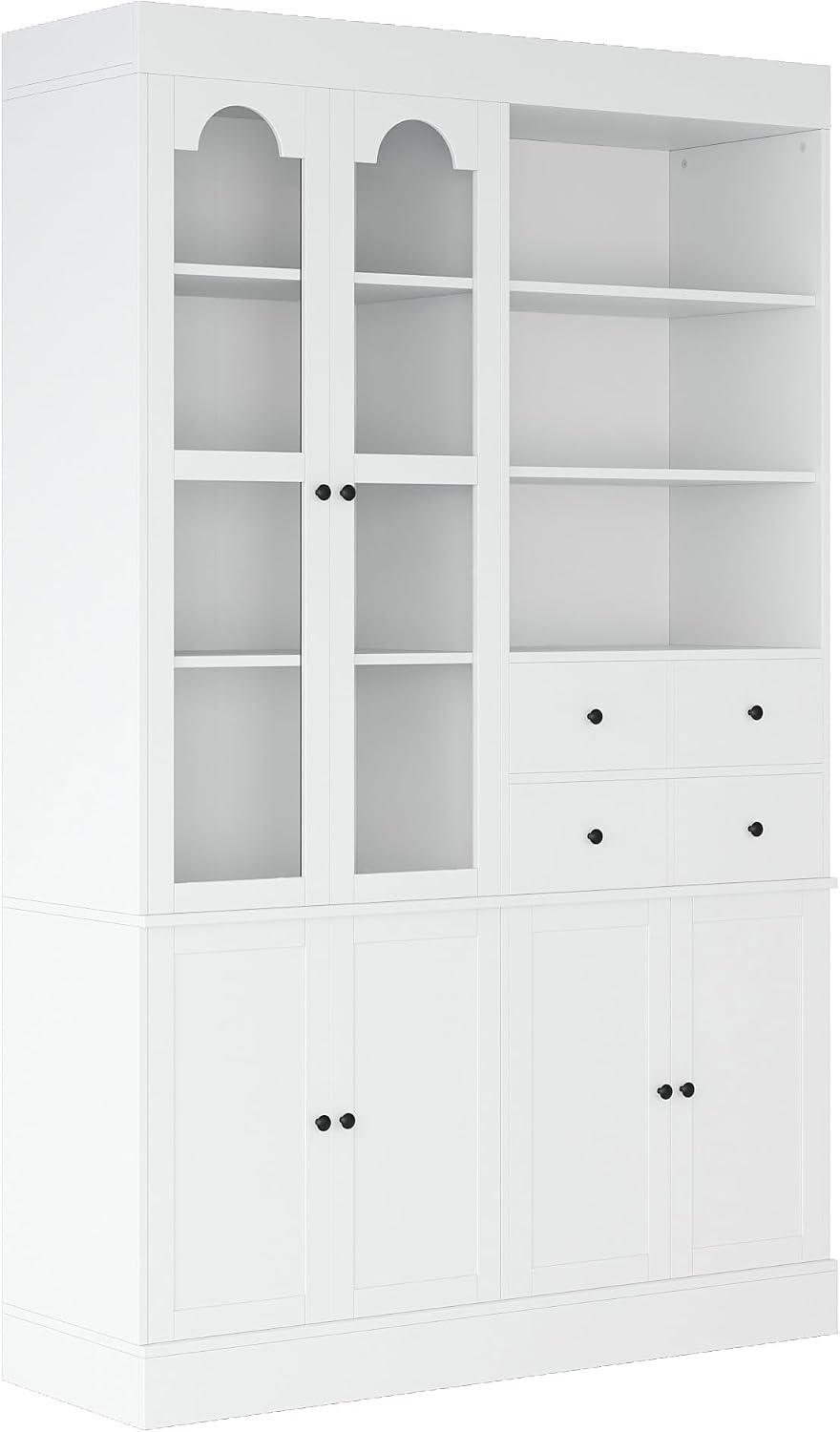 Freestanding Tall Kitchen Pantry Cabinet with 4 Drawers, Door Shelves and Pul...