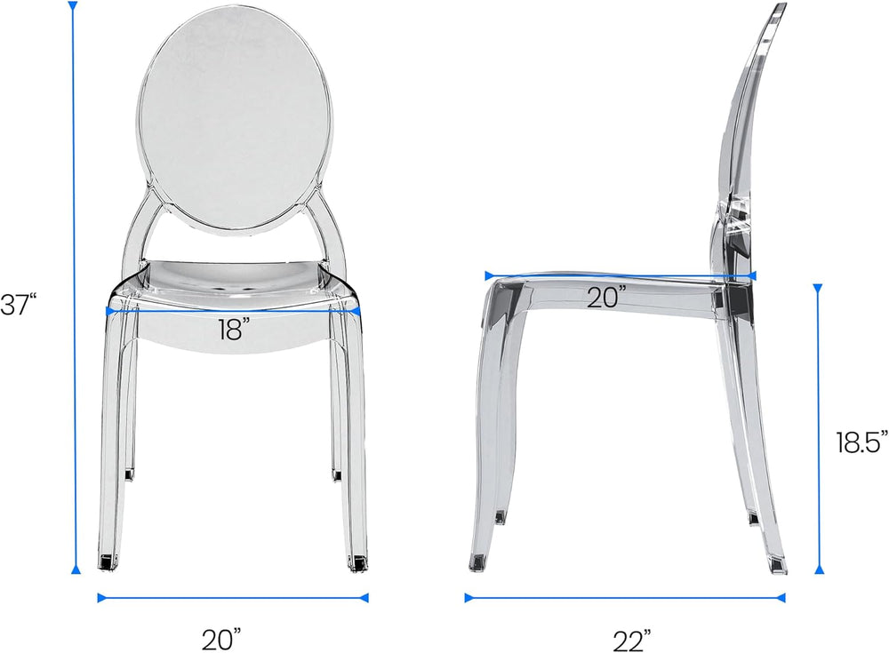 Fohfurniture Large 20" Seat Ghost Chairs Set of 4, Modern Acrylic Accent...