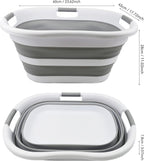 SAMMART 40L (10.5 gallons) Collapsible Plastic Laundry Washing Tub - Foldable Pop Up Laundry Basket/Hamper - Portable Washing Tub - Pop Up Saving (White/Grey)