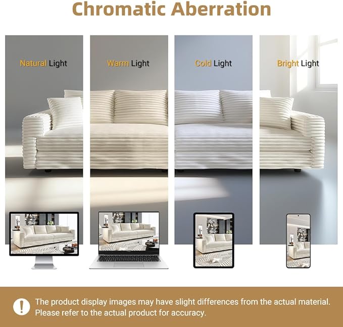 KEIKI 102.4" Sectional Couches, Modern Comfy Upholstered Sofa Cloud Couch, Deep Seat 4 Seat Sofa Set with Soft Pillows and Movable Ottoman for Living Room Bedroom,Apartment,Office, Beige