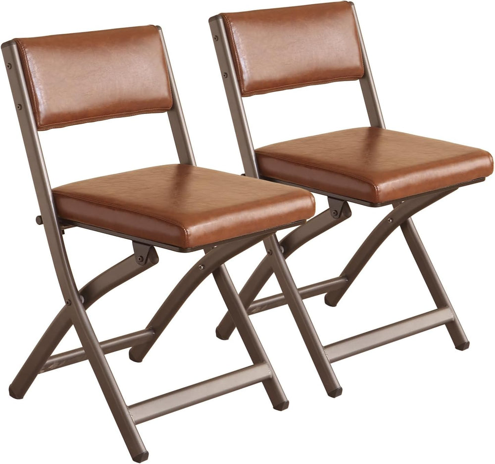 Folding Chairs with Cushion 2 Pack, High-Resilience Foam, Yellowish-brown | 4...