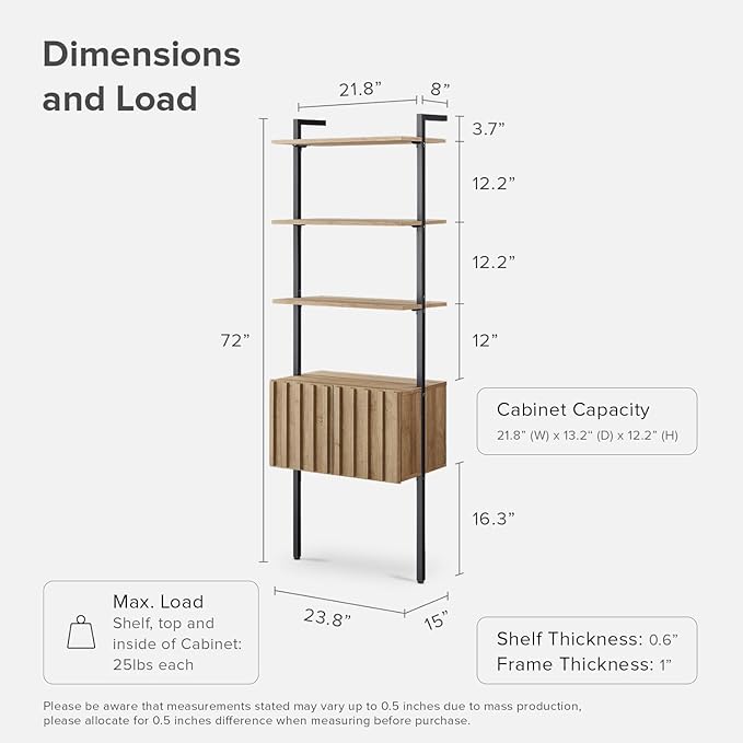 mopio Norwin 4 Piece Entertainment Center with Storage, 70" TV Stand, Industrial Modern Television Accent Cabinet, Oak Wood Media Console Table with 3-Tier Shelf Bookcase (3-Tier Cabinet Set)