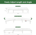 Dual Monitor Stand Riser w/ Drawer & Metal Leg, Large White Computer Monitor Riser w/ Storage For 2 Screens, Desk Shelf w/ Adjustable Length & Angle, Desktop Organizer