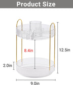 360 Rotating Makeup Organizer,2 Tier Large Capacity Make Up Organizers and Storage,Skincare Perfume Vanity Organizers,Bathroom Cosmetics Storage Organizer Countertop(Clear)