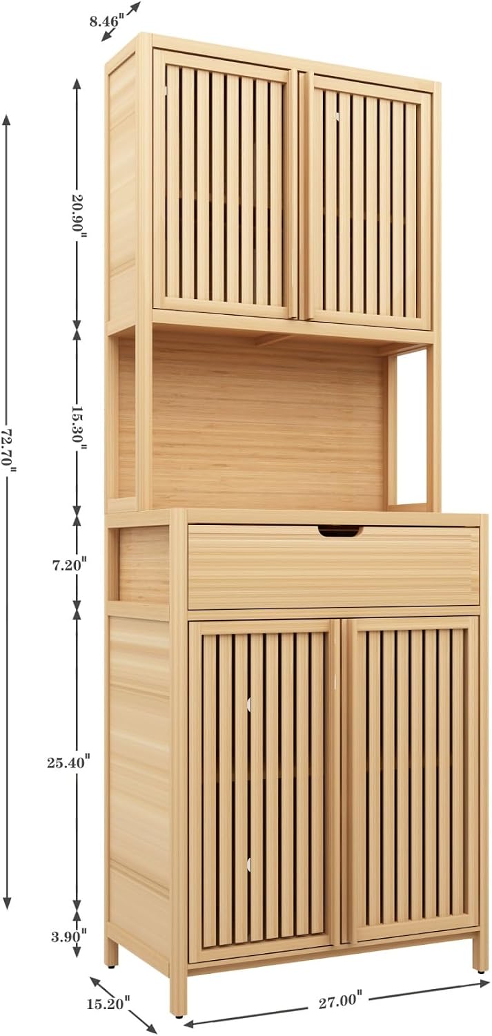 Freestanding Pantry Dideboard, Tall Bookcase Locker, Storage Cabinet for Main...