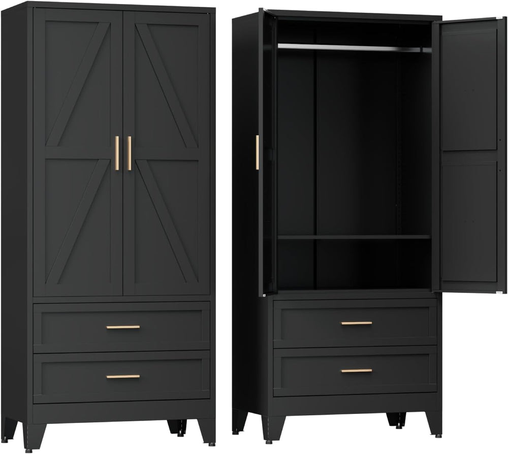 COFaR Armoire Wardrobe Closet with Drawers & Hanging Rod, 71'' Me...