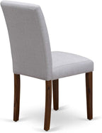 East West Furniture DMAB3-AWA-05 3 Piece Dinette Set for Small Spaces Contains a Round Dining Table with Dropleaf and 2 Grey Linen Fabric Parson Dining Chairs, 42x42 Inch, Walnut