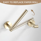 BGL Toilet Paper Holder Brushed Gold Wall Mount, Bathroom Toilet Paper Holder Brushed Nickel SUS 304 Stainless Steel, Double Post Pivoting Toilet Paper Roll Holder for Bathroom RV