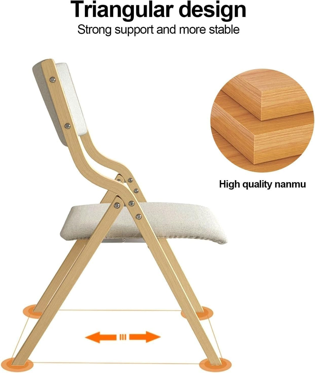 4 Pack Folding Dining Chairs with Padded Seats Wooden Folding Removable Cushion Cover Stackable Wood Single(Blue)