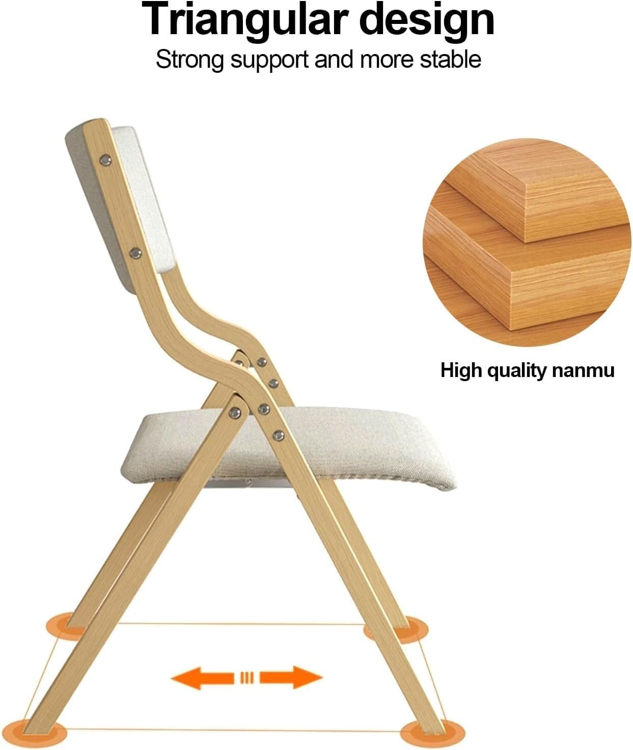 4 Pack Folding Dining Chairs with Padded Seats Wooden Folding Removable Cushion Cover Stackable Wood Single(Blue)