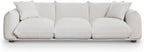 Sofa Couch, 100", 3 Seater, Solid Wood Frame, Boucle, Minimalist, Cream | Mid Century Modern 3 Seater Upholstered Couch, Nordic Minimalist Comfy Sofa, Solid Wood Frame Living Room Furniture
