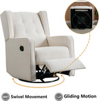 Swivel Rocker Recliner Chair Set of 2, Nursery Glider Chair, Nursery Rocking Chairs, Manual Reclining Chair, White