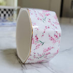 Ceramic Paper Clip Holder Gold Line Paper Clip Dispenser Organizer for Desk Cute Floral Pattern Office Binder Clip Holder Bobby Pin and Hair Clip Holder Gift for Office Pink Flowers