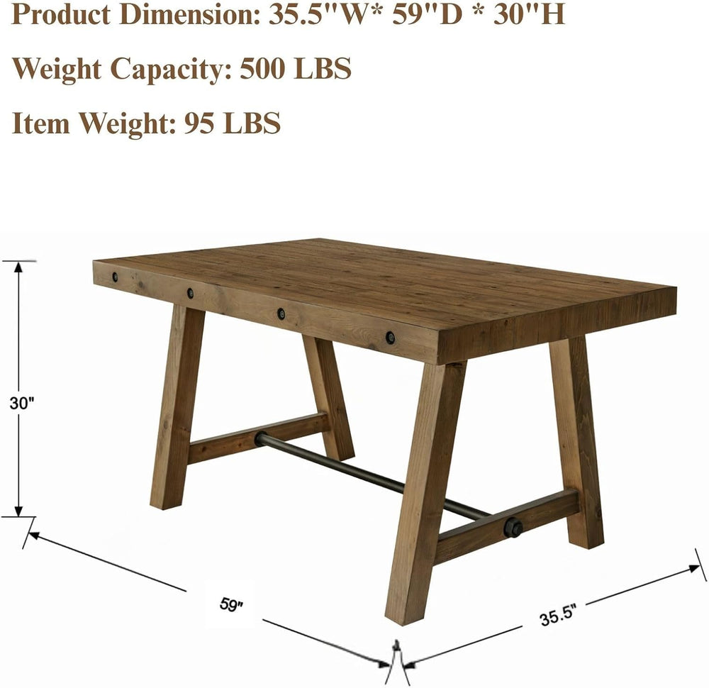 Rustic Farmhouse Dinning Table, Reclaimed Solid Wood Kitchen & Dining Roo...