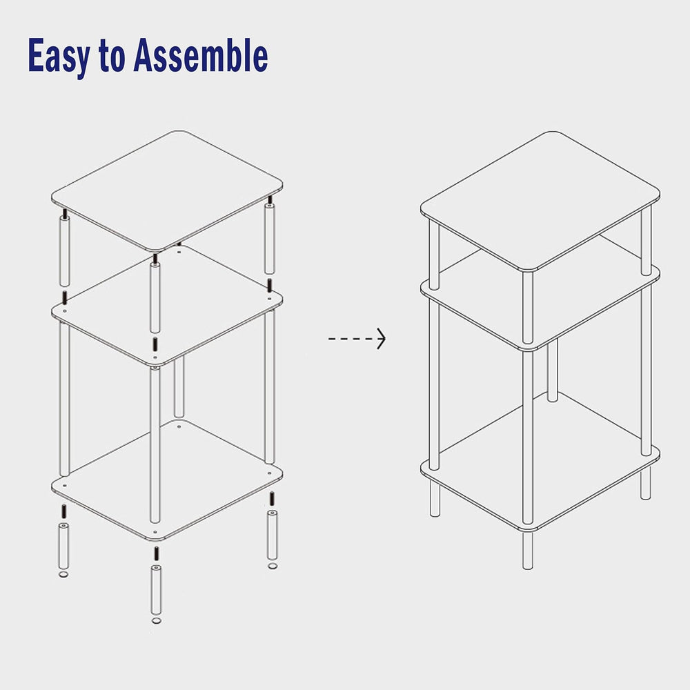 Tempered Glass Side Table, Acrylic End Table, 3-Tier Transparent Nightstand, ...
