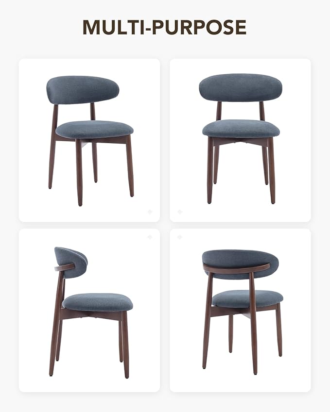 Dining Room Chairs Set of 6, Upholstered Farmhouse Dining Chairs, Modern Fabric Kitchen Chairs with Solid Wood Leg,Blue