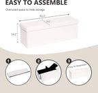 43 Inches Storage Ottoman Bench - Extra Large Foldable Ottoman with Storage, Bench for Living Room, Bedroom, Entryway - White