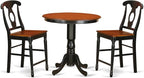 East West Furniture JAKE3-BLK-W 3 Piece Counter Height Dining Table Set Contains a Round Kitchen Table with Pedestal and 2 Dining Room Chairs, 36x36 Inch, Black & Cherry