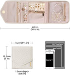 BAGSMART Travel Jewelry Organizer Case Foldable Jewelry Roll for Journey Rings, Necklaces, Earrings, Bracelets,Mini,Beige