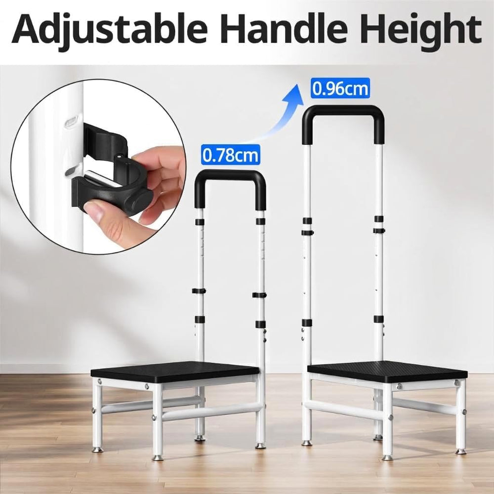 Step Stool with Handle for Adults and Seniors, Heavy Duty One Step Wooden Pla...
