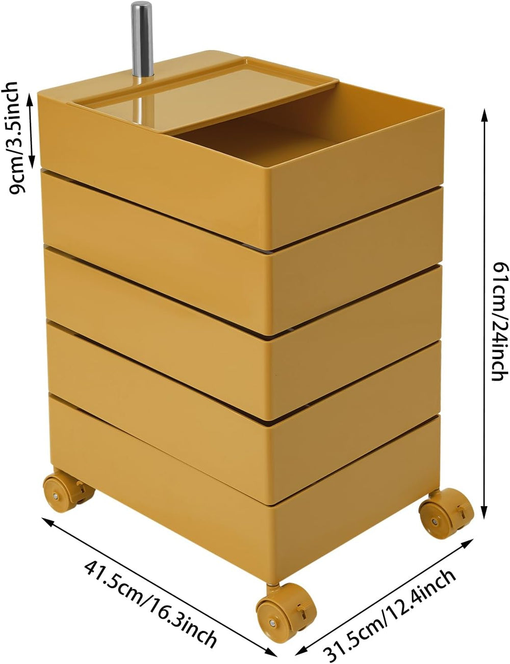 360° Rotating Sofa Side Storage Cabinet, 5-Tier Mobile Sofa Side Table End Ta...