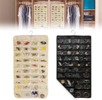 3PCS Hanging Jewelry Organizer with 80 Pocket Double-Sided Jewelry Holder Storage Wall Door Closet Accessories Organizer for Earrings, Necklaces, Rings (Black)
