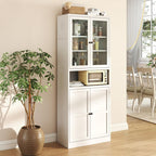 Metal Storage Pantry Cabinet 72" Tall, White Freestanding Organizer with Adjustable Shelves for Kitchen, Bathroom, Laundry Room (White A)