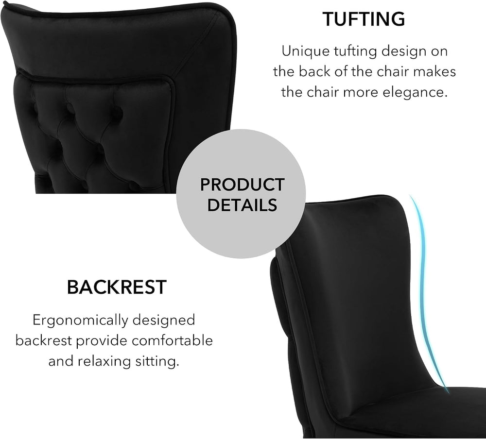LOULENS Velvet Dining Chairs Set of 2, Sliver Metal X-Legs, Black | Elegance,...