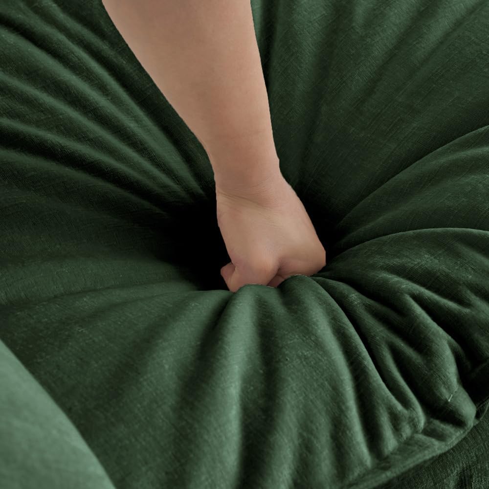 Chenille Ottoman Footrest for 2, 3, and 4 Seater Sofas, Green (Green + Chenil...