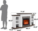 Naice 72" Electric Fireplace with Mantel and Cabinets, LED Light Fireplace TV Stand for TVs up to 80", 3D Realistic Flame Heater with Stacked Stone Surround for Living Room
