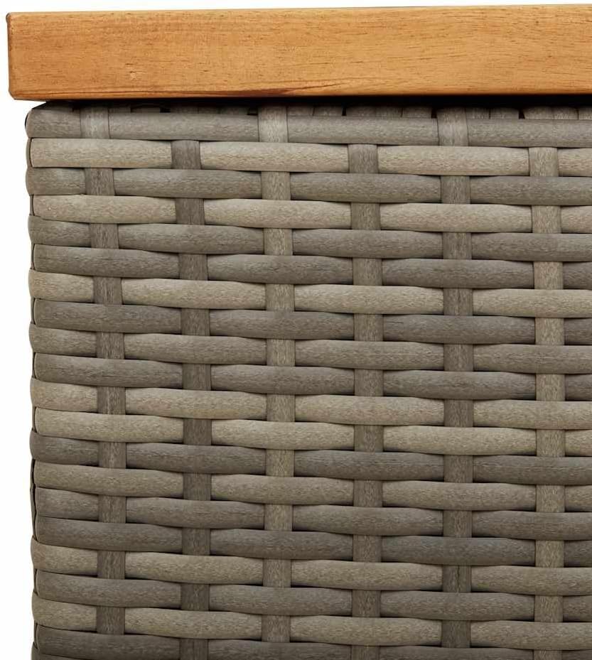 Modern Garden Storage Box Grey and Brown with PE Rattan and Acacia Wood for O...