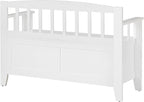 OSP Home Furnishings Metro Mission Style Wood Entry Way Bench with Storage, Sierra Snow White Finish