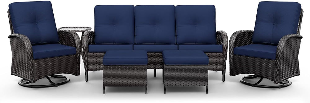 Joyside Wicker Patio Furniture Set, 6 Piece Outdoor Furniture Set with Thicke...