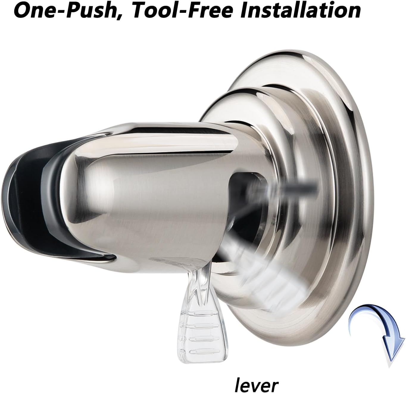 BOPai Suction Cup Shower Head Holder for Handheld Shower – No Drill, for Smooth Surfaces Only, Adjustable 20°, Brushed Nickel