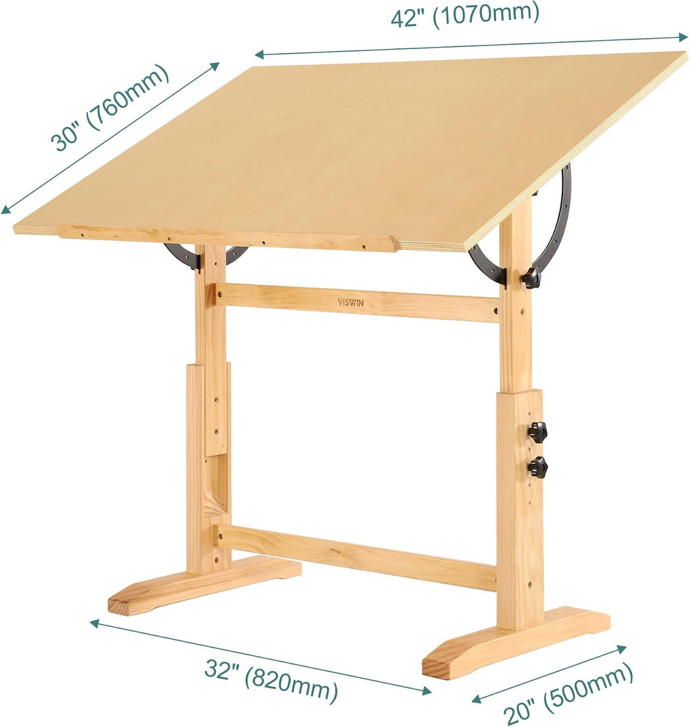 VISWIN Wood Drafting Table for Adults, 30" X 42" Extra-Large Drawin...