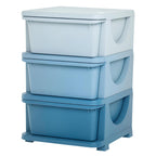 Qaba 3 Tier Kids Storage Unit, 3 Drawer Chest Toy Organizer Plastic Bins for Kids Bedroom Nursery Kindergarten Living Room for Boys Girls Toddlers, Blue