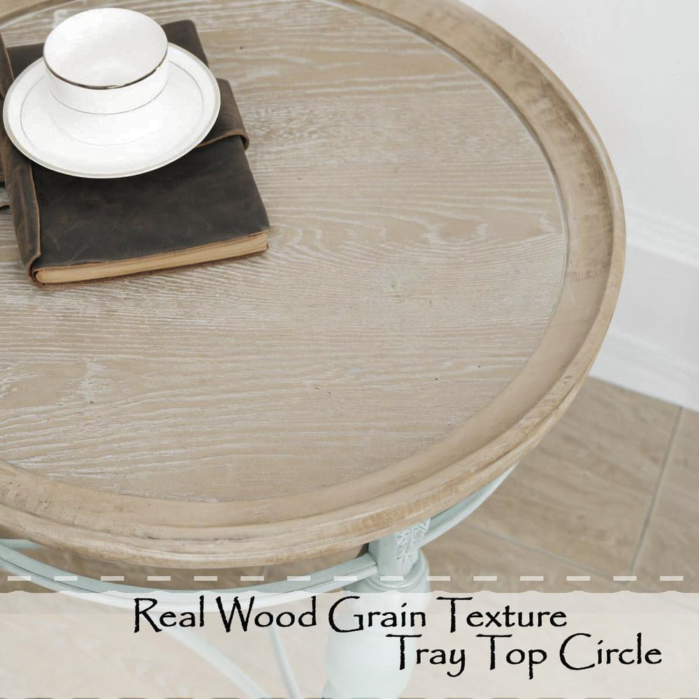 Rustic Farmhouse Round End Table, French Country Vintage Side Table,φ20.1'...