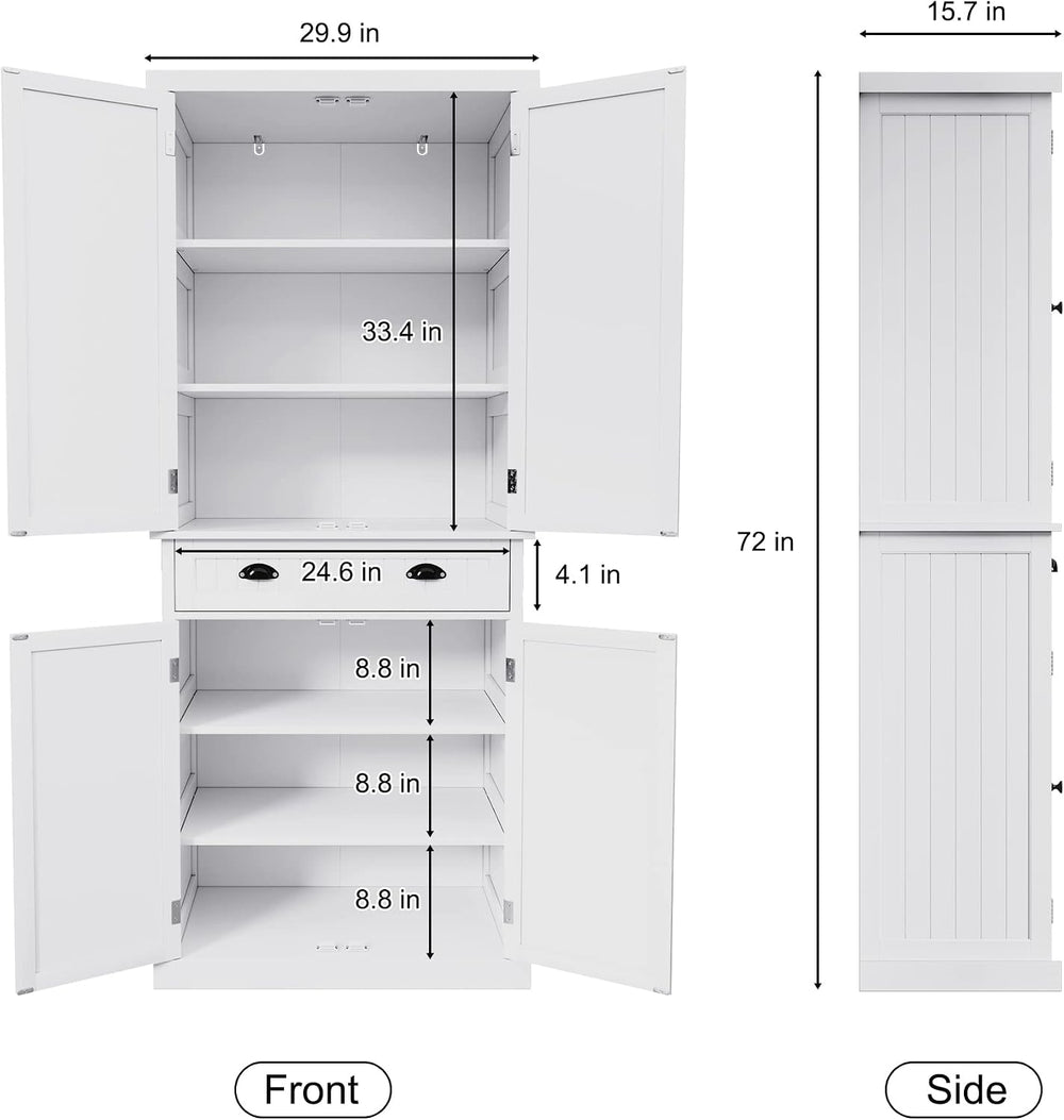 HLR Freestanding Kitchen Pantry Cabinet with Doors and Adjustable Shelves, St...