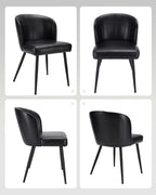Dining Chairs Set of 6, Upholstered Kitchen Chairs with Faux Leather Cushion Seat and Metal Legs, Mid Century Modern Dining Room Chair for Kitchen, Living Room, Easy Assembly, Black
