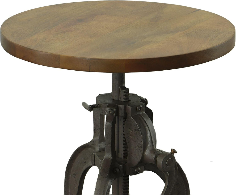 Carolina Chair & Table Adjustable Hand Crank 18" Wooden Top Rustic S...