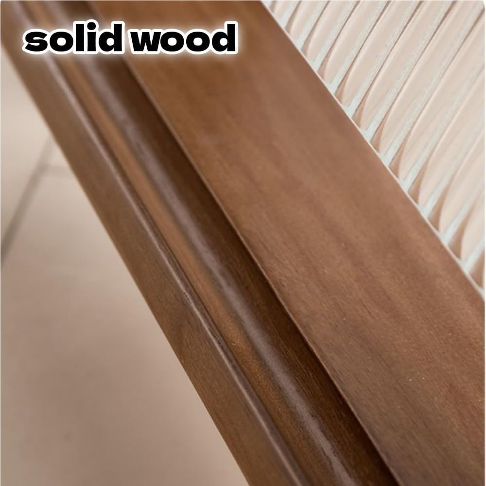 Solid Wood Side Table with Glass Top, Z Shape End Table with Magazine Rack, M...