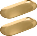 Vaincre Gold Decorative Jewelry Tray - 2PCS Stainless Steel Oval Trinket Ring Holder Dish, 7” Small Bathroom Vanity Kitchen Jewelry Plate Tray Decor for Storing Perfumes, Cosmetics, Candles, Key
