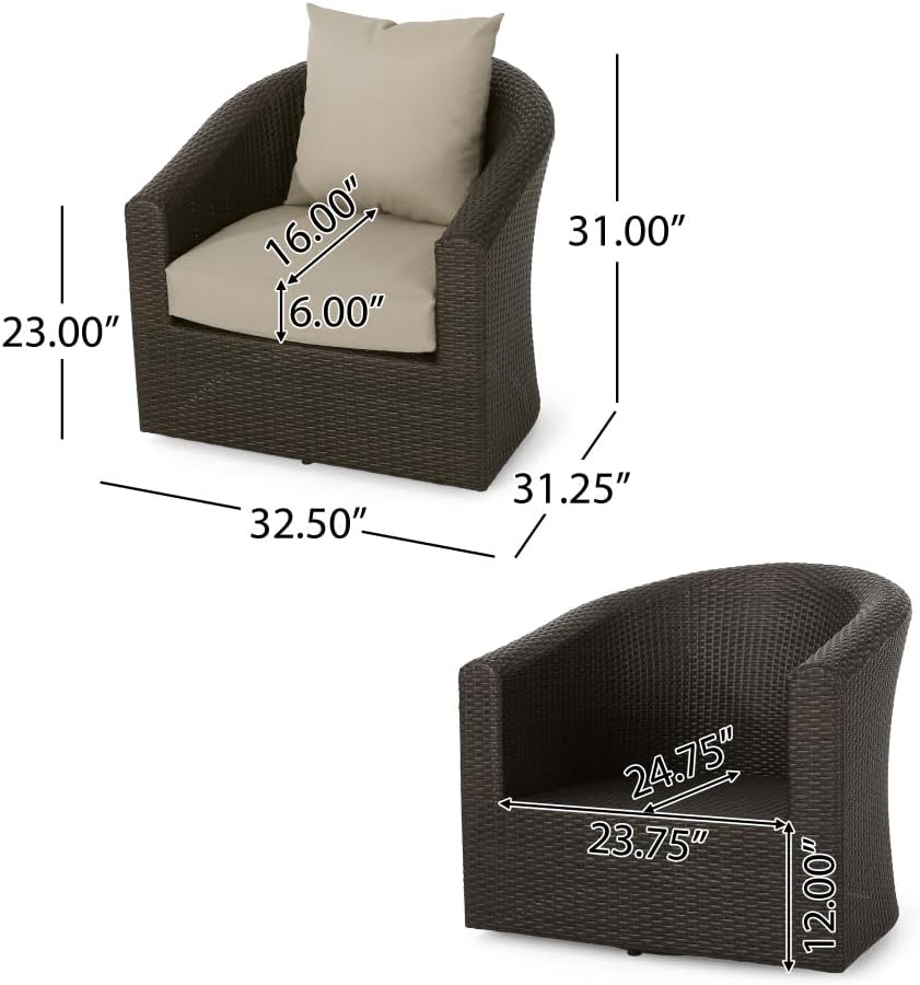 Saiveina Outdoor Aluminum Frame Wicker Swivel Chair (Old SKU N757P186009B)